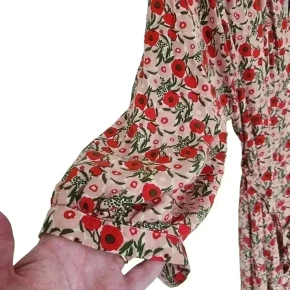 An'ge Marcella Dress Poppy Floral Print Red Pink Green Viscose  Women's size Med - Picture 8 of 14